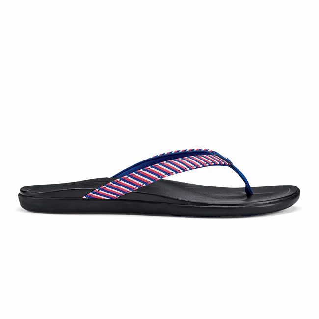 Olukai Women's Hoopio Flip Flop - Red / Stripe US912-834